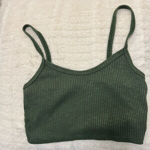 Olive Ribbed Knit Top